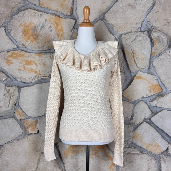Ralph Lauren Blue Label Airy Ruffle Collar Sweater Butter...